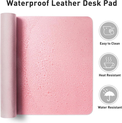 Aothia Leather Desk Pad Protector, Mouse Pad, Office Desk Mat, Non-Slip PU Leather Desk Blotter, Laptop Desk Pad, Waterproof Desk Writing Pad for Office and Home (23.6" x 13.7", Fairy Pink)