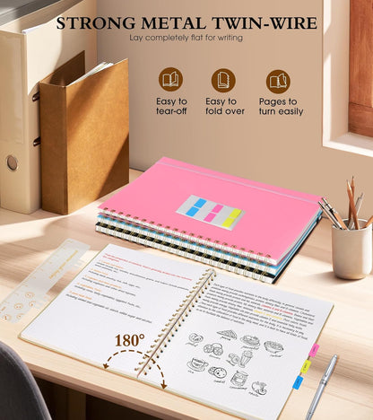 Dotted Notebook, Spiral Notebook Journal 8.5” x 11”, A4 Large Dot Grid Notebooks for Women Men, 100 GSM Dotted Paper, Plastic Hardcover Spiral Bullet Journals for Work School Sketching, Yellow
