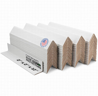 IDL Packaging Cardboard Edge Protector 2" x 2" x 9", Pack of 100 - V-Board Reinforced Cardboard Corners for Shipping - White Kraft Corner Protectors for Pallets - Recyclable and Eco-Friendly Material