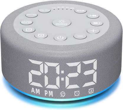 White Noise Sound Machine Alarm Clock Brown Noise Machine Night Light with Dual Alarms Backup Battery 30 Sleeping Sounds for Baby Kids Adults 32 Level Volume 5 Timers 15 Wake Up Sounds Memory Function