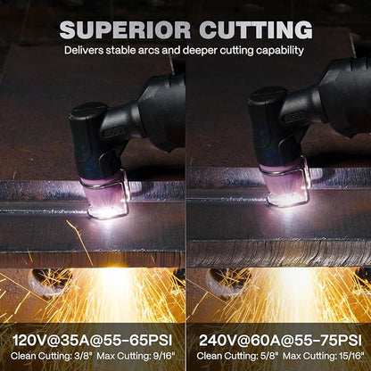 ARCCAPTAIN iControl CUT60 Pro Plasma Cutter, [APP Control] 60Amp Pilot Arc 120/240V Plasma Cutter Machine, Cuts 15/16" Max, Supports Rust Removal & Expanded Metal, LED Display, 2T/4T, PA/PT, MCU 3.0