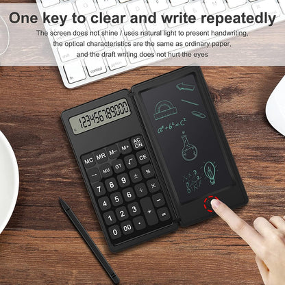 Doodle Pad Calculators, Kids Calculator with Writing Tablet & 6 LCD Display, 12 Digit Electronic Board Drawing/Memo Pads
