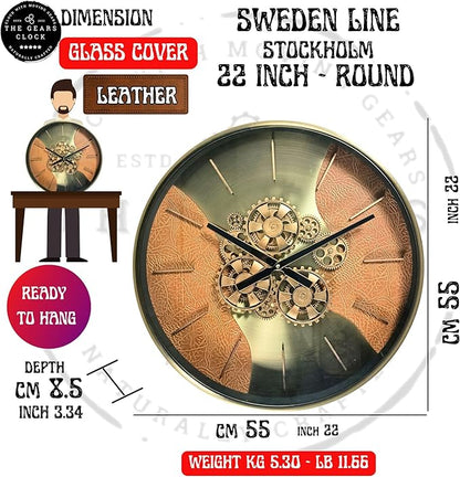 THE GEARS CLOCK 22'' Inch Real Moving Gear Wall Clock Sweden Line Stockholm (22 inches (55 cm))