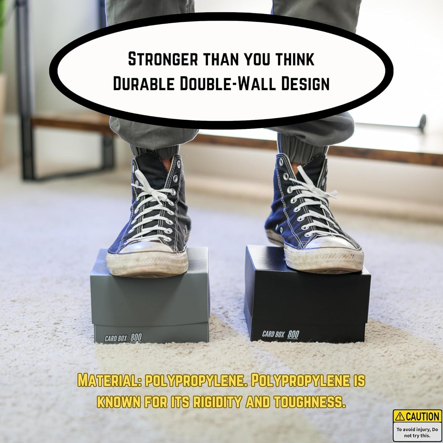 Trading Card Storage Box 800 - Black | Card Box 800+ holds standard 35pt cards | 4-in-1 Compartments| Strong Double Wall Design | 8 dividers | Sports & Baseball Card Deck Boxes - Black