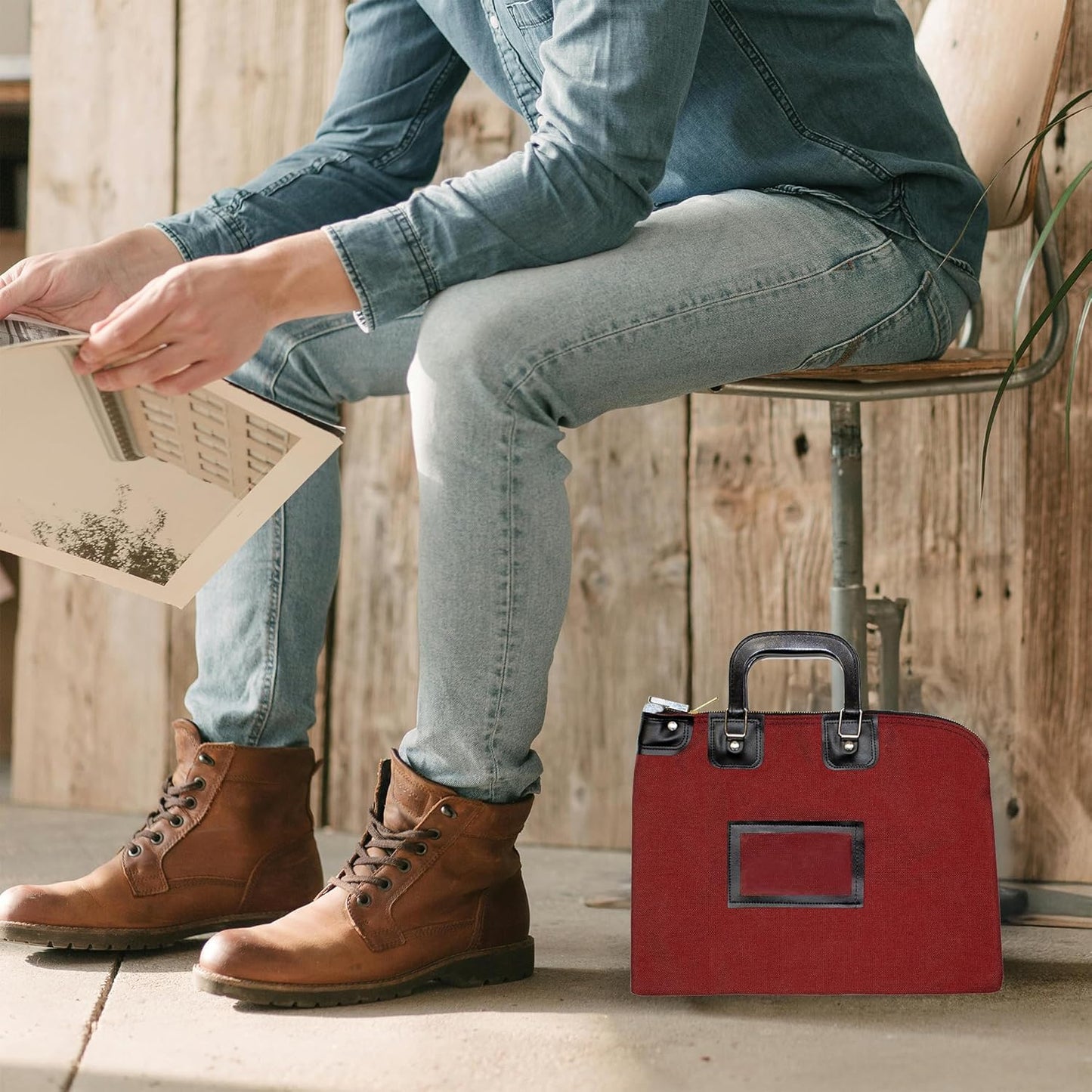 Fire Resistant Security Money Bag with Lock, Water Repellent, Safe Storage, Protects Important Valuables, 15 x 11 Inch (Burgundy)