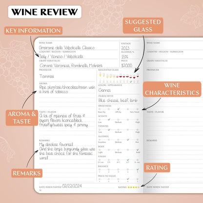 Legend Wine Tasting Journal – Wine Guide & Diary – Unique Accessories & Gifts for Wine Lovers, Women & Men, Eco Leather Notebook (Dark Terraсotta)