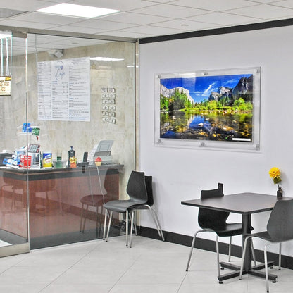 Azar Displays,105536, Floating Acrylic Wall Frame with Silver Hardware Stand Off Caps, Clear Hanging Photo Frame Display Mount with Frameless Border, Glass-Like Frame for Large Prints, 24" x 36"