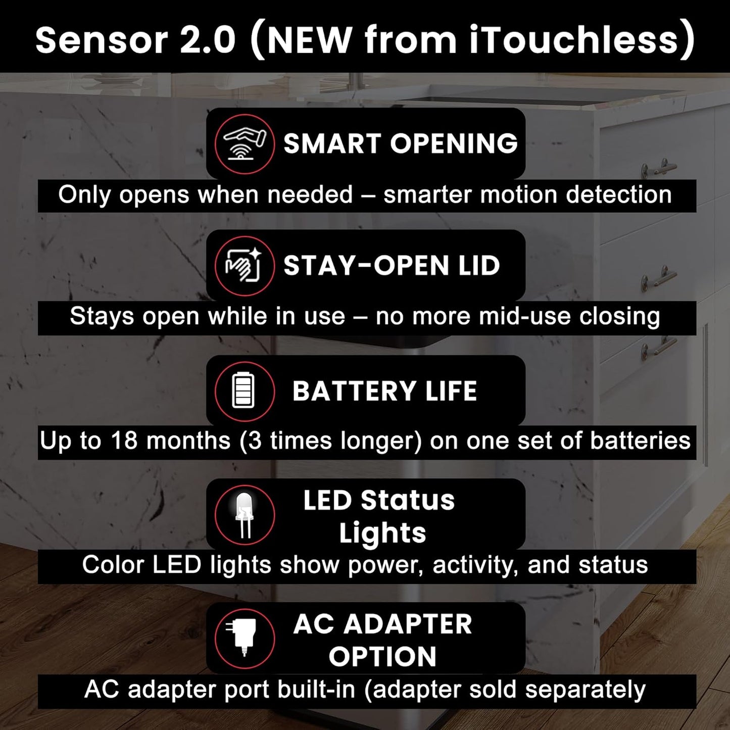 iTouchless 13 Gallon Stainless Steel Kitchen Trash Can with Sensor 2.0 Tech Touchless Lid and AbsorbX Odor Filter, Oval Slim Space-Saving Automatic Garbage Bin for Home, Office, Business, Restroom