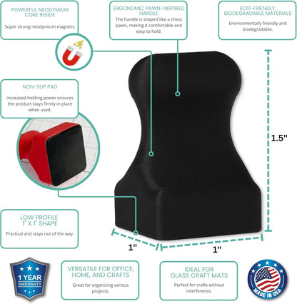 Glassboard Studio MiniPawn Magnet - Strong Neodymium Rare Earth Magnets for Fridge, Whiteboard, Locker & Magnetic Glassboards - Ideal for Crafting & Office Use - Strong Fridge Magnets (Jet Black, 4)