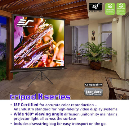 Elite Screens Tripod B, 113-INCH 1:1, Lightweight Pull Up Foldable Stand, Manual, Movie Home Theater Projector Screen, 4K / 8K Ultra HDR 3D Ready, 2-YEAR WARRANTY, T113SB