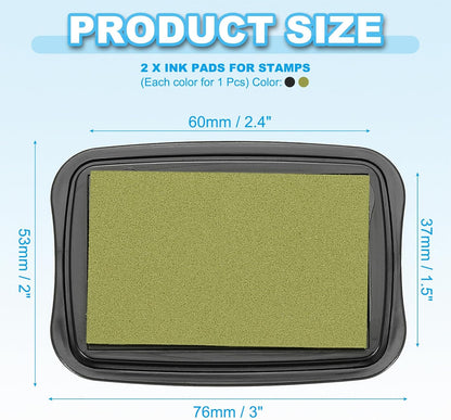 PATIKIL 3"x2" Large Stamp Pad, 2Pcs Washable Craft Ink Pad for Rubber Stamp Card Making Stamping Scrapbook Fingerprint Handprint, Light Green/Black