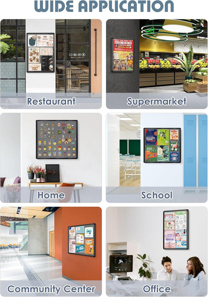 Enclosed Bulletin Board Lockable Display Case Message Board with Locking Door for Indoor, Grey Felt, Black Aluminum Frame, 28 X 26 in