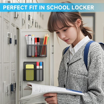 Magnetic Dry Erase Marker Holder, Mesh Pen Holder for Whiteboard，Magnet Pencil Organizer Storage for Refrigerator Locker Accessories Organizer for Home, School and Office(Black)