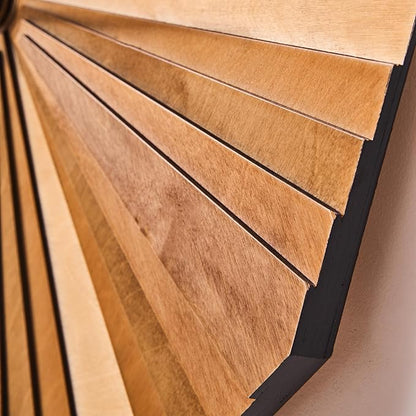 Parametric Verso Wood Wall Clock, 3D Birch Plywood Layered Acoustic Wooden Decorative Clock (Large)