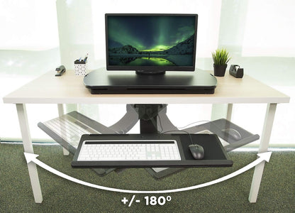 Mount-It! Sit Stand Keyboard Tray, Height Adjustable Under Desk Keyboard and Mouse Drawer, Full Motion Standing Design with 13.4 Inches of Vertical Adjustment, 26.5 in Wide Platform