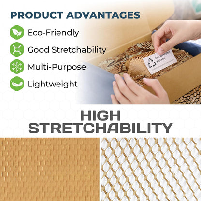 HexaFil Mini - Honeycomb Packing Paper, Eco-Friendly, Sustainable Filler for Shipping & Moving, Cushioned Packing Material in Dispenser Box, Alternative to Bubble Wrap - Natural, 12" x 850'