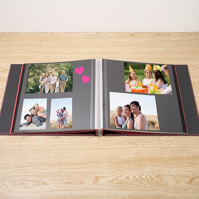 Photo Album Self Adhesive Scrapbook 3x5 4x6 5x7 6x8 Magnetic Album DIY Scrap Book 11x10.6 Inch 40 Black Sticky Pages Linen Cover DIY Photo Album(Purple)