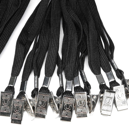 Badge Lanyards Neck Bulk Cruise Lanyards Black Lanyard with Clip for ID Card Name Tags Badge Holders (Black, 100 Pack)