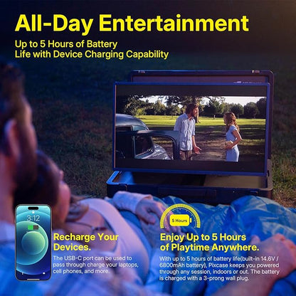 MP Mobile Pixels 27" Pixcase Computer Monitor, 1080P Touchscreen with 16GB RAM, Google Play Access, 40W Speakers, Compact Suitcase Design, Gamepad & Remote Included, Windows/Mac/Switch/Consoles