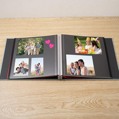 Photo Album Self Adhesive Scrapbook 3x5 4x6 5x7 6x8 Magnetic Album DIY Scrap Book 11x10.6 Inch 40 Black Sticky Pages Linen Cover DIY Photo Album(Green)
