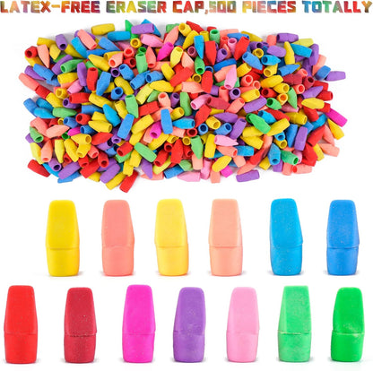 500 Pack Pencil Eraser Caps Pastel Colors Latex Free Pencil Pencil Eraser Toppers Arrowhead Caps Erasers for School Supplies,Deep Color