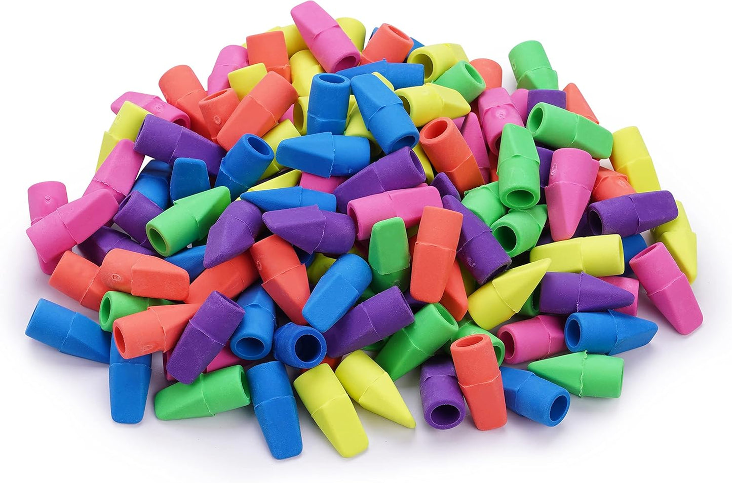 Pencil Erasers Caps Bulk, Ezzgol 128 Pcs Pencil Top Erasers Cap, 6 Assorted Colors Arrowhead Caps Erasers Latex Free Pencil Eraser Toppers for Kids Teachers