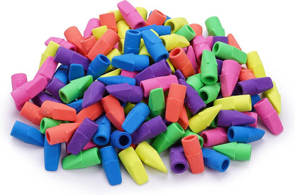 Pencil Erasers Caps Bulk, Ezzgol 128 Pcs Pencil Top Erasers Cap, 6 Assorted Colors Arrowhead Caps Erasers Latex Free Pencil Eraser Toppers for Kids Teachers
