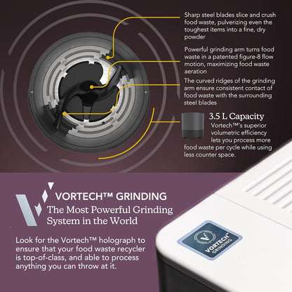 Eco 3 Compact Kitchen Food Recycler | Indoor Composter Bin Alternative | Electric Countertop Food Waste Disposer with Odorless 3.5L Indoor Food Waste Bin for Easy Waste Management | Grey