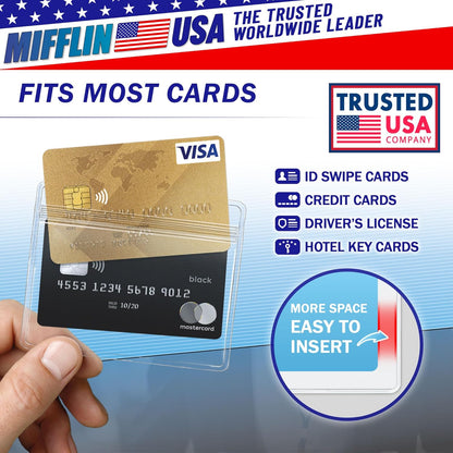 Mifflin-USA Horizontal ID Name Badge Holder (Clear, 3.5x2.25 Inches, 1000 Pack), Waterproof and Resealable Plastic Card Holders