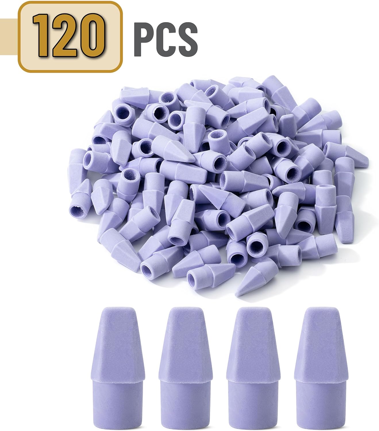 Mr. Pen- Pencil Erasers Toppers, 120 Pack, Purple, Erasers for Pencils, Pencil Top Erasers, Pencil Eraser, Back to School Supplies