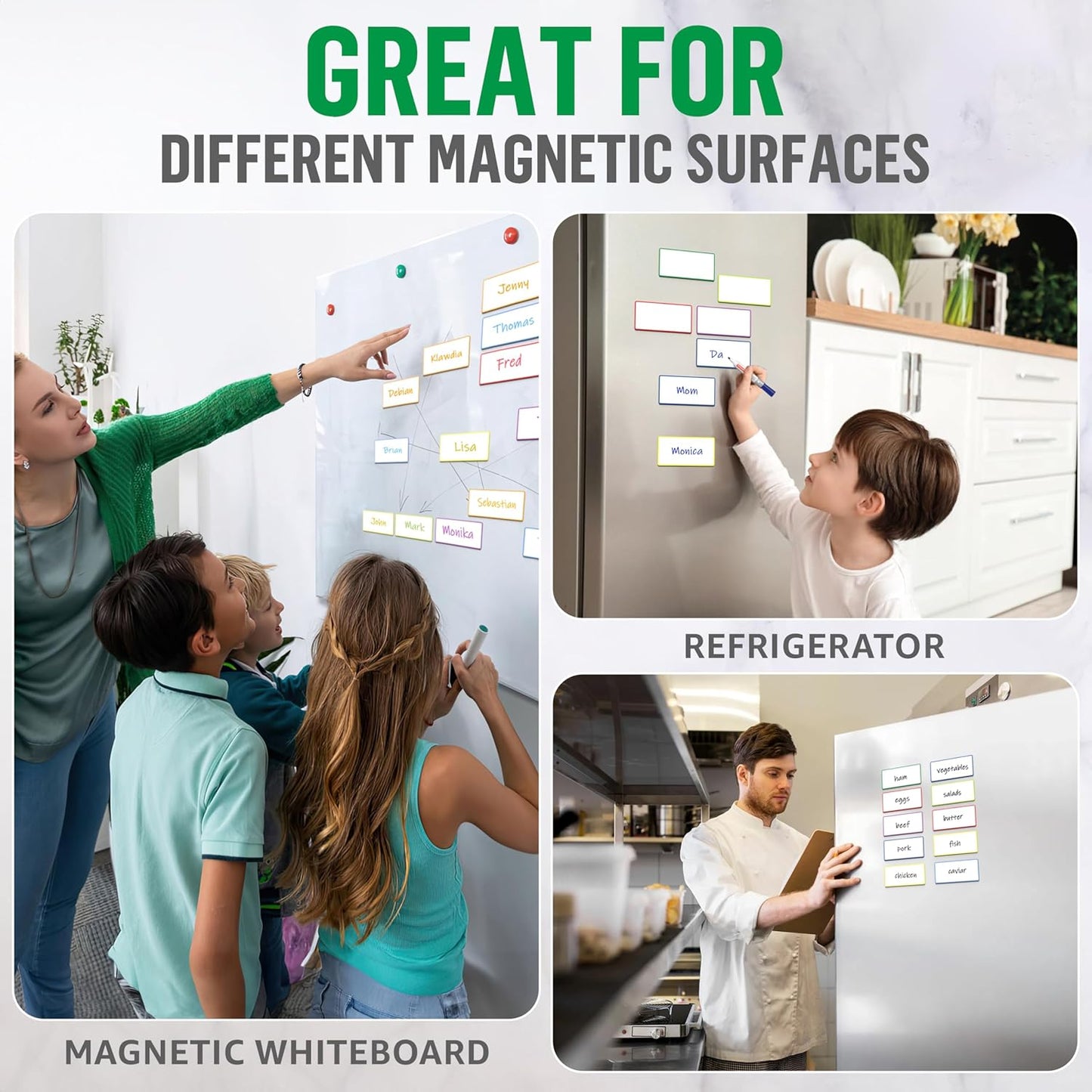 32 Pack Dry Erase Magnetic Labels 2x4 in - Magnetic Name Tags for Classroom Lockers School Bus - Classroom Magnets for Names - Magnet Labels for Whiteboard - Magnet Names Plates for Classrooms