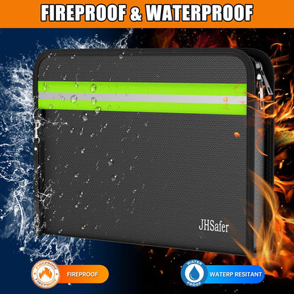 6400℉ Fireproof Document Bag,15” X 11” Waterproof Fireproof Money Bag with Zipper,12 Layers Insulated Fireproof Safe Bag with Reflective Strip for Documents,Passports,Cash,Valuables