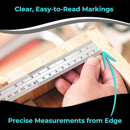6 Inch Metal Ruler Bulk Set - 10-Pack of Compact 6 Inch / 15cm Stainless Steel Rulers - Precise Edge-Starting Imperial & Metric Measurements - Essential for Classrooms, Workshops, and Offices