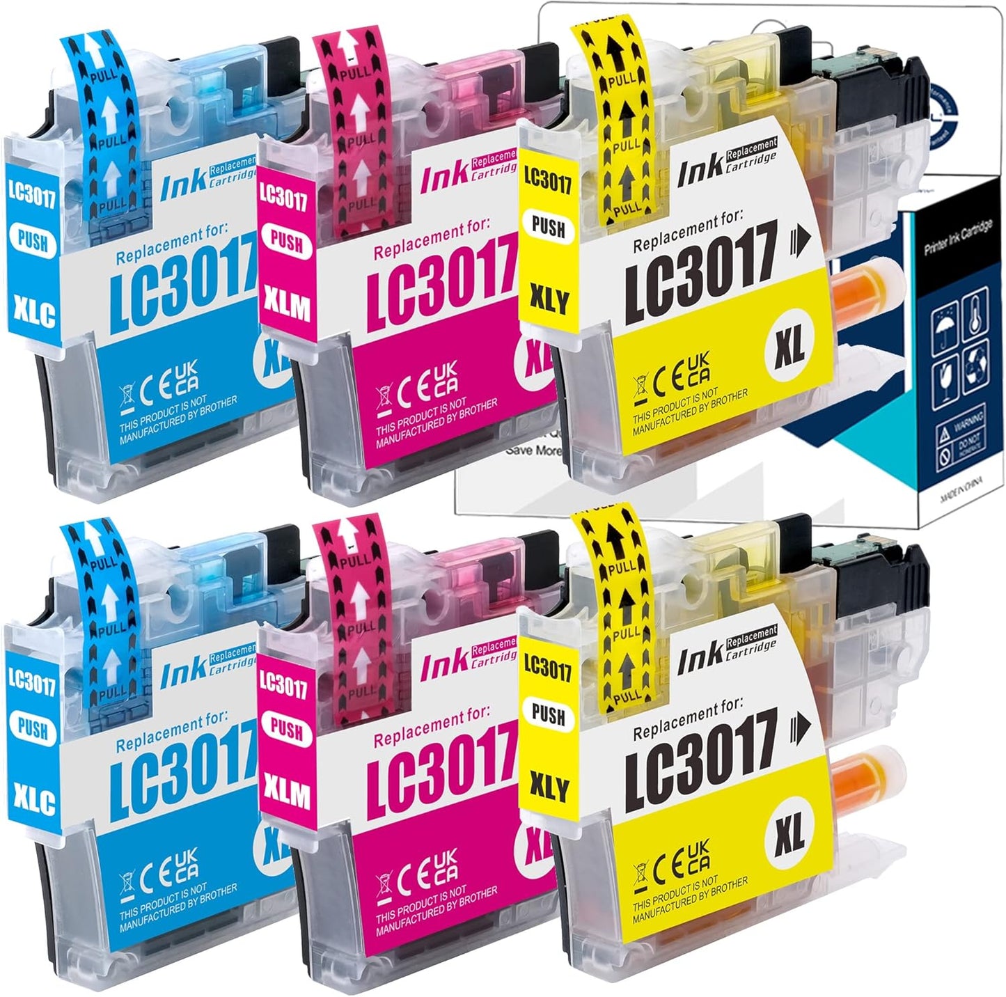 LCL Compatible Ink Cartridge Replacement for Brother LC3017 LC-3017 XL LC30173PK LC3017C LC3017M LC3017Y MFC-J5330DW MFC-J6530DW MFC-J6930DW MFC-J6730DW MFC-J5335DW (6-Pack 2Cyan 2Magenta 2Yellow)
