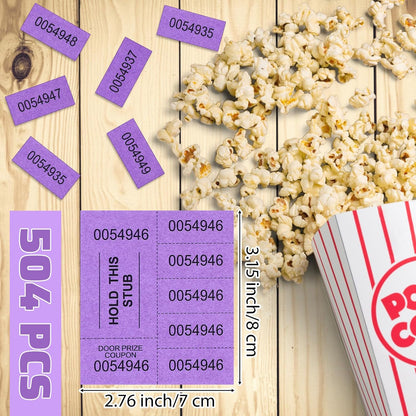 Kosiz 504 Sheets 5 Bid Raffle Ticket with Different Numbers Per Sheet Chinese Auction Tickets for Events Church Basket Auction Silent (Deep Purple)