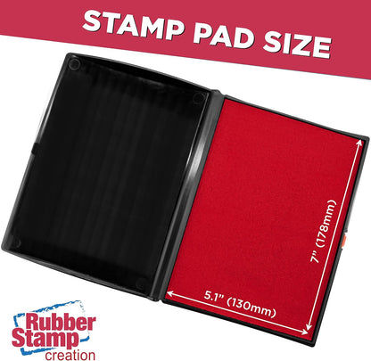 Large Premium Red Ink Stamp Pad - 5" by 7" - Quality Felt Pad