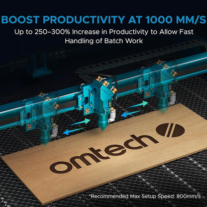 OMTech Pronto 90W CO2 Laser Engraver & Cutter with Water Chiller – 35"x24" Workspace, 1,000mm/s Speed, Autofocus, Air Assist, 2-Way Pass, for Wood, Acrylic & More