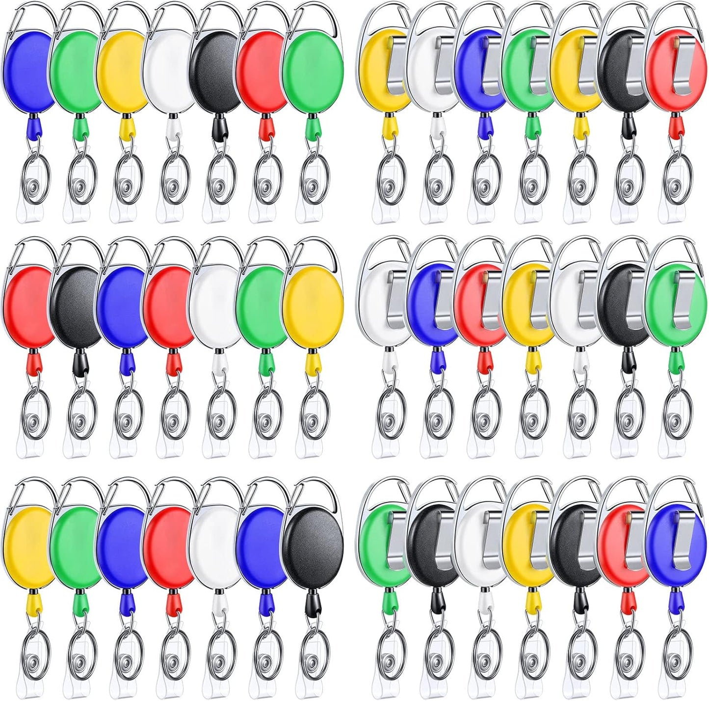 Yaomiao 100 Pack Retractable Badge Holder Reel with Clips Heavy Duty ID Card Holder Reels Bulk with Key Ring for Office Worker Doctor Nurse Employee School Students (Multicolor)