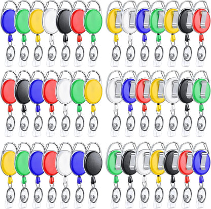 Yaomiao 100 Pack Retractable Badge Holder Reel with Clips Heavy Duty ID Card Holder Reels Bulk with Key Ring for Office Worker Doctor Nurse Employee School Students (Multicolor)