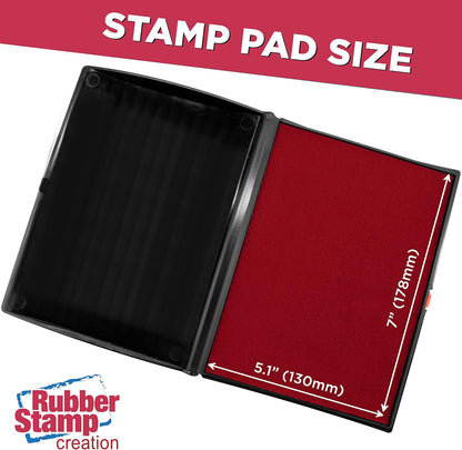 Large Premium Crimson Red Ink Stamp Pad - 5" by 7" - Quality Felt Pad