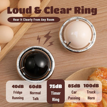 Planet-Shaped Mechanical Timer | No Batteries Needed | 59-Minute Countdown | Magnetic Base | Multi-Purpose Kitchen, Study & Classroom Timer (Black)