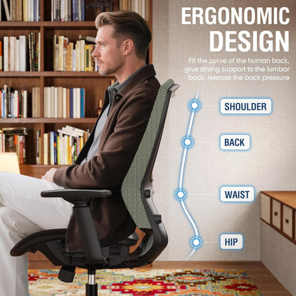 ELABEST T96 Mesh Office Chair,Ergonomic Computer Desk Chair,Sturdy Task Chair- Adjustable Lumbar Support & Armrests,Tilt Function,Comfort Wide Seat,Swivel Home Office Chair