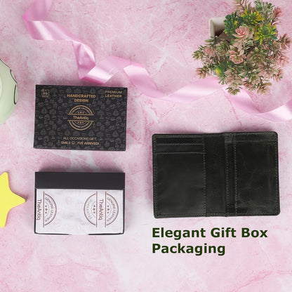 Premium Leather Card Wallet, RFID Blocking Expandable Business Card Case, Bifold Card Holder for Men and Women, Men's Purse, Wallet for Men (Business Card Wallet, Green)