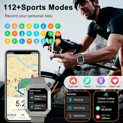 Smart Watch for Men Fitness Tracker: Military Smart Watches for Men Digital Mens Watches Make/Answer Call Running Waterproof Smartwatch Android Phones iPhone Samsung Compatible Heart Rate Monitor