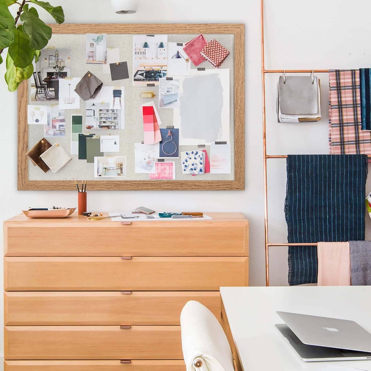 Cork Board Bulletin Board 18" x 24", Large Linen Corkboards with Frame for Walls, Cute Picture Display Pin Board Vision Board for Room School Office Bedroom 20 Pushpins Carbonized Black