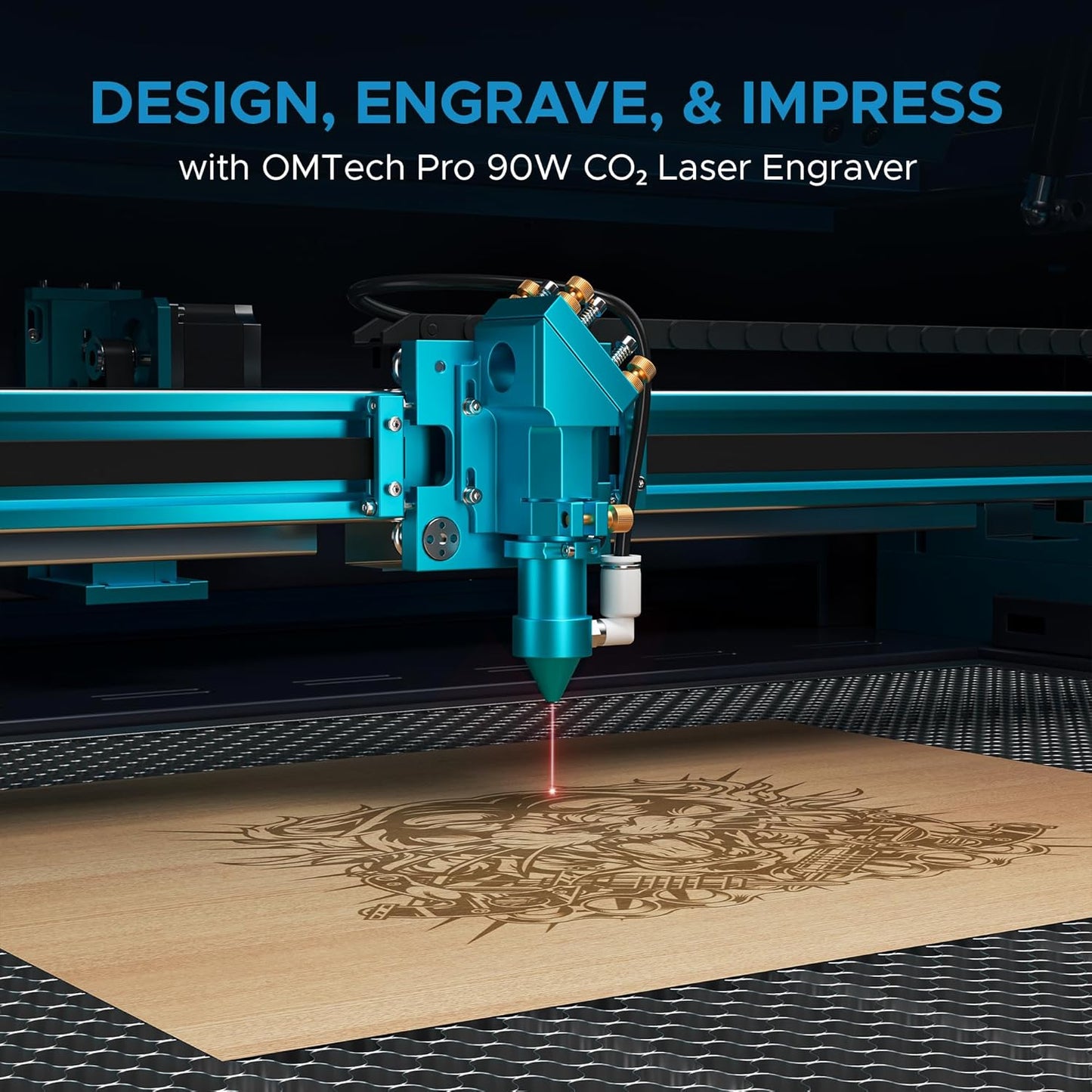 OMTech Pronto 90W CO2 Laser Engraver & Cutter with Water Chiller – 35"x24" Workspace, 1,000mm/s Speed, Autofocus, Air Assist, 2-Way Pass, for Wood, Acrylic & More