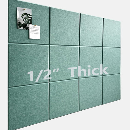 Large Cork Board for Office Wall Decor,48"x36"-12 Pack Felt Wall Tiles with Safe Removable Adhesive Tabs, 1/2" Thick, Felt Bulletin Board Pin Board Cork Boards for Walls - Sage Green