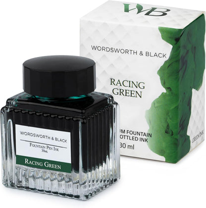 Wordsworth and Black Fountain Pen Ink Bottle (30 ml) Premium Luxury Edition, [Racing Green] Fountain Pens Bottled Ink; Classic Designed Bottle Smooth Flow 30 ml