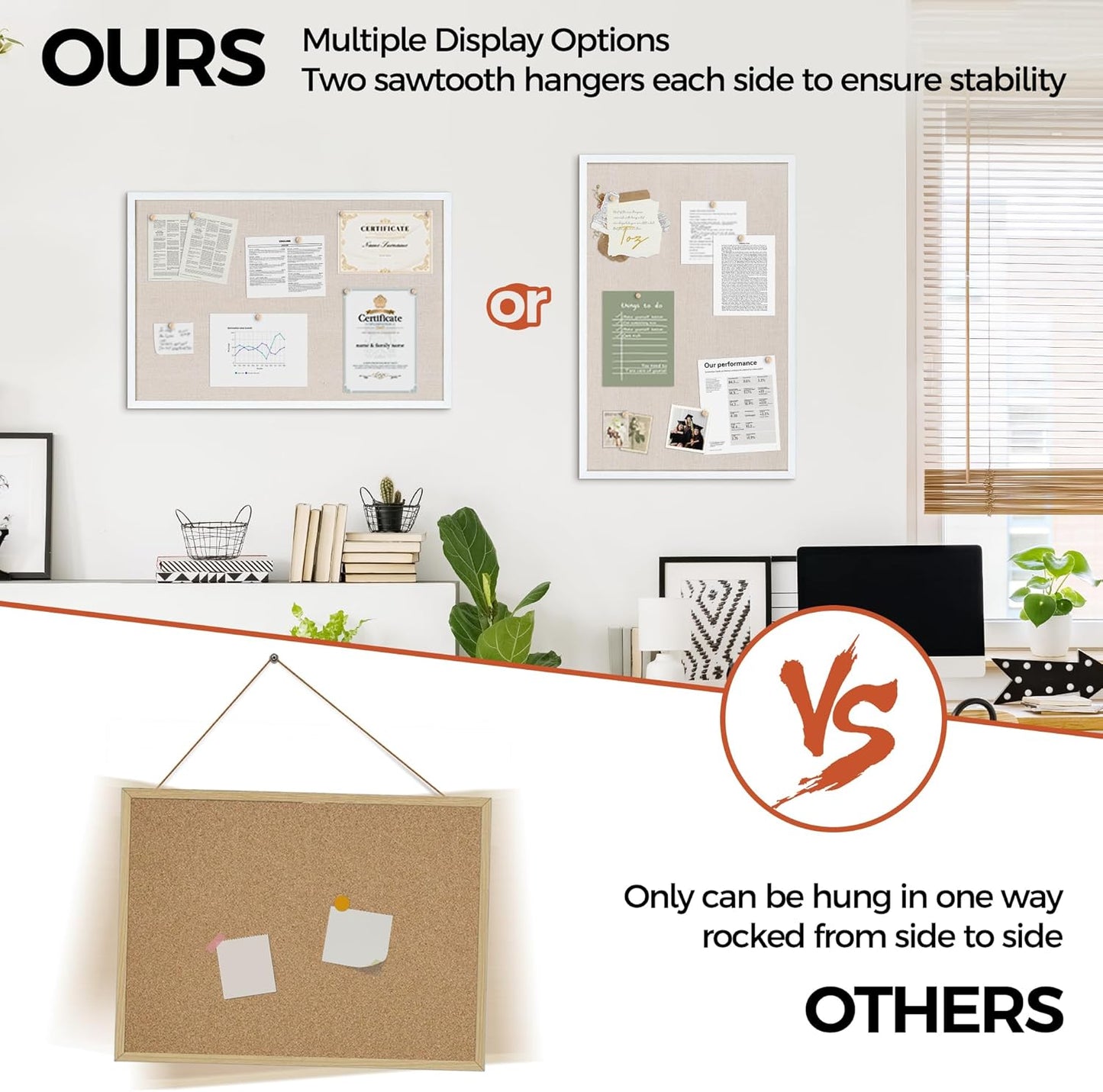 Fun Memories Cork Board Bulletin Board for Office, 20" x 30" Oak Wooden Framed Corkboard, Wall Mounted Notice Pin Board for School Home & Office, White