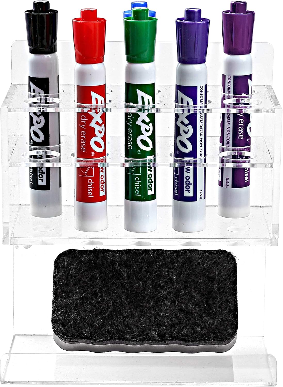 MyGift Dry Erase Marker Holder 10 Slots Whiteboard Marker Holder For Wall Dry Erase Eraser Holder Wall Mount Clear
